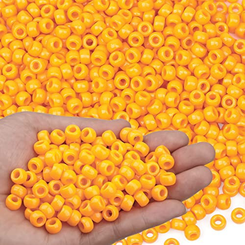 GMMA Orangefarbene Pony-Perlen für Armbänder, 15,2 x 22,9 cm, Halloween-Perlen für Schmuckherstellung, Thanksgiving, Herbst, Haarflechten, DIY-Armband, Halskette, Party-Dekoration