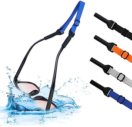 RUCUDIM Verstellbares Sportbrillenband, Silikon Sonnenbrillenband, Universal Brillenband, Brillenbänder, Neopren Schwimmfähig Brillenband Herren Damen Kinder für Schutzbrille (4 Farben)