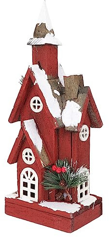 ibasenice Weihnachtsdekoration für Zuhause Rot Holzhaus Weihnachtsbaumkugeln Dekoration Festlicher Weihnachtsartikel