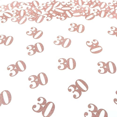 30th Happy Birthday Confetti Decorations - Number 30 Rose Gold Table Confetti for 30th Birthday, 30th Anniversary Wedding Party Supplies