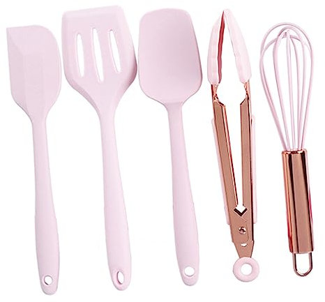 MAGICLULU Egg Whisk Children's Baking Tools Silicone Cooking Utensils Kids Pastry Whisk Spatula Rose Gold Stainless Steel