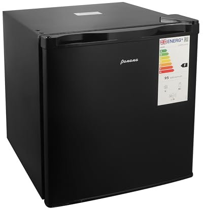 Panana Mini Fridge, 46L Compact Portable Refrigerator, Reversible Hinged Door, Adjustable Temperature and Glass Shelf, Table Top Cooler for Home, Office & Dorm, Black