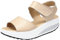 Mesing Sandales Compensées Femme Été Sandales Plateforme Orthopédique Confort Cuir Chaussures Talon pour Marcher LX366-Beige1-EU38