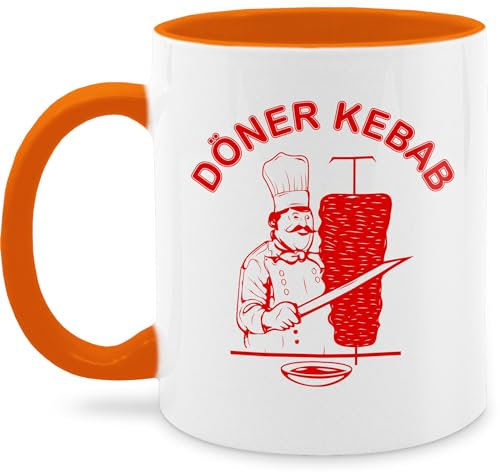 Tasse Tassen 325ml - Karneval & Fasching - Original Döner Kebab Logo I Döner Kebap I Döner Geschenke - 325 ml - Orange - karnevalstasse fasching- doner carnevale doener karnevals dönermann
