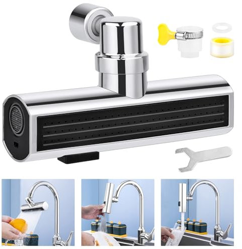 Vilomdur Robinet de Cuisine, Robinet Evier cuisine, Mitigeur Evier Rotatif à 360°, 3 Mode de Débit D'eau, Économiser L'eau, Robinet Evier Cascade Convient pour Salle de Bain, Cuisine, Toilette, Lavabo