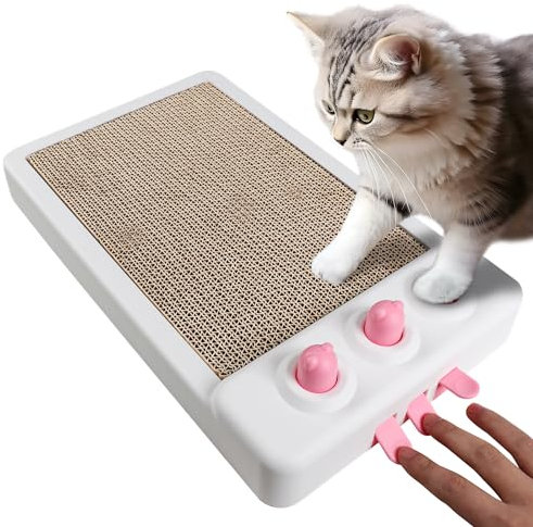 KITECAT Katzenkratzer, Karton Cat Scratcher Pad mit Whack a Mole Katzenspielzeug, Katzenkratzbrett & Interaktives Anreicherungsspielzeug für Indoor-Katzen