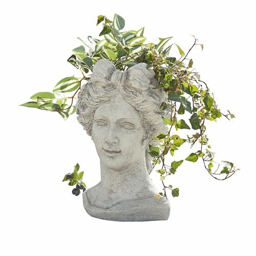 Loberon Cassiopeia Cache-Pot - en résine synthétique - Finition vieillie, Gris Vieilli