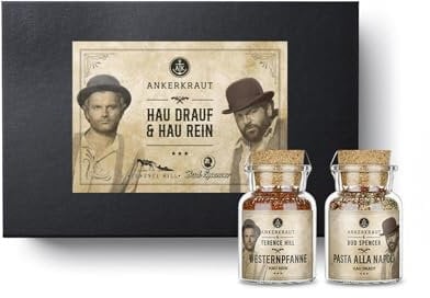Ankerkraut Bud Spencer & Terence Hill Geschenk-Box, mit Westernpfanne und Pasta alla Napoli, Gewürz-Geschenk in hochwertiger Box