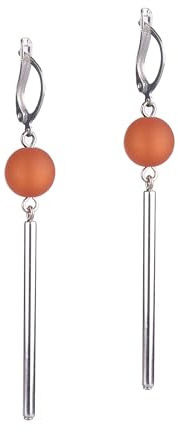 Langer Ohrring 'Luca', versilbert, 10mm Polarisperle | Klappbrisur, Italienische Polarisperle, Messingröhrchen versilbert, 7cm lang, Handgefertigt in Berlin