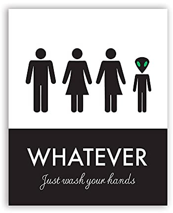 Lustige Unisex Toilettenzeichen Print Wandkunst Poster, Waschen Sie Ihre Hände Lustige Toilette Leinwand Badezimmer Kunst Dekor Malerei Wandbild(50x70cm No Frame)