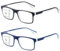 Missfive 2 Pack Gleitsichtbrille Herren Gleitsicht Lesebrille Multifokale Blaulichtfilter Vollrand Raumcomfort-Brillen Mit Federscharniere (Schwarz&Blau, Nähe-Mittlere Entfernung, 2.25x)