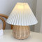 Rattan Pilz aus Bambus Vintage Tischlampe, Nachttisch Kleine Plissierte Tischlampe, Plissee-ästhetische Rattan-Lampe, Mini-Lampe für Schlafzimmer, Wohnzimmer, Café, Beistelltisch