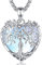 AEONSLOVE Collier Arbre de Vie Femme avec Pierre de Lune Pendentif Arbre de Vie Coeur Pendentif en Cristal Collier Pierre de Lune Bijoux Cristaux de Guérison Naturels Cadeau Fete des Meres