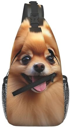 FJWSLCH Kleine Schultertasche für Damen und Herren, Zwergspitz, Umhängetasche, lässig, Wandern, Brusttasche, modische Bauchtasche, Schwarz, Einheitsgröße, Reiserucksäcke, Schwarz , Einheitsgröße,