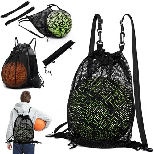 STAY GENT Drawstring Netz Rucksack für Jungs Mädchen Kinder, Foldable Tragbar Tasche mit Verstellbaren Riemen & Abnehmbar Haken, Sport Fitnessraum Ausrüstung Tasche für Basketball Fußball Volleyball