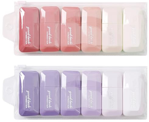 EUDUQ 12 Stück Korrekturroller Korrekturmaus,6mx5mm Morandi Farbverlaufsfarben Korrekturbänder Set,Süß Mini-Korrekturband mit Schutzkappe,Mini Correction Tape für Schulsachen und Büros