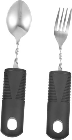OKUMEYR Cubiertos Adaptativos Antideslizantes para Ancianos y Personas con Discapacidad Juego De Ergonómico Inoxidable para Uso Diario Aire