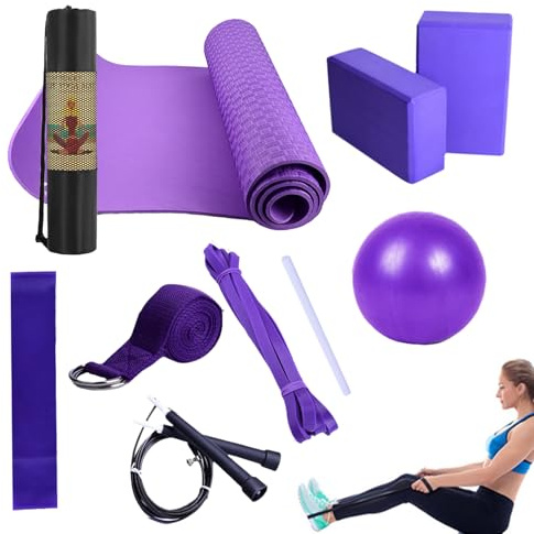 Yoga- -Set – Yogamatte nicht Slip, 2 Blöcke Trainingssets | Pilates Übungspad für die Fitness für das Fitnessstudio und zum
