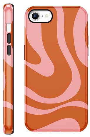 Knrlqim HandyHülle für iPhone SE 4 Hülle 6,1, Aesthetic EIN Modestil Print Muster, Weich TPU Silikon Stoßfest Schutzhülle mit Kameraschutz, Mädchen Frauen Geschenk Cover, Orange