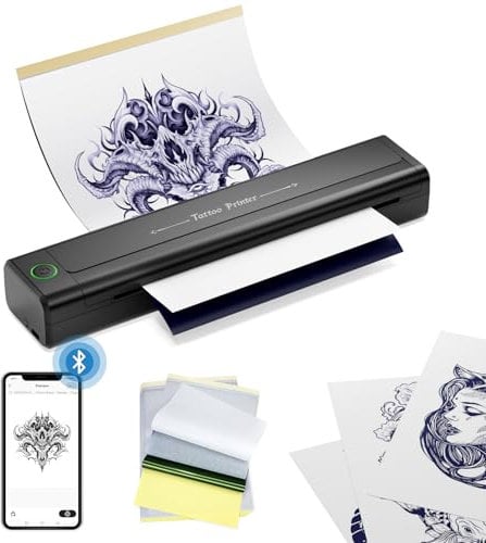 LIUMATE H1 Tattoo Drucker Bluetooth Tattoo Stencil Printer mit 10pcs Transferpapier, Stencil Drucker Tattoo Printer Thermodrucker Kompatibel mit Smartphone PC Tablet