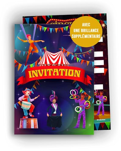 Edition Colibri - Einladungskarten Geburtstag Zirkus Kinder, 10 Einladungen zum Ausfüllen, A6, Jungen- und Mädchenparty, bunte und lustige Karten