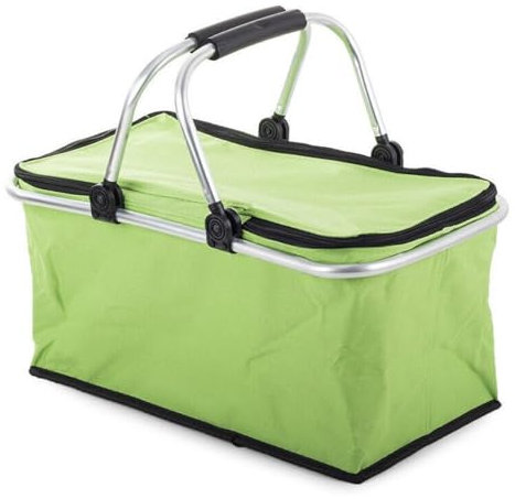 Alu Einkaufskorb Tasche Faltbar Picknickkorb Klappbar mit Deckel Kühlkorb Thermo (Grün)