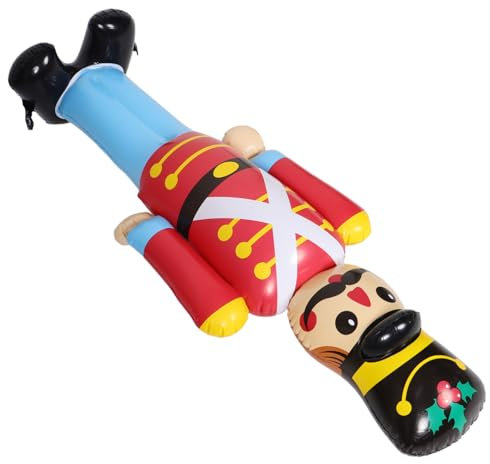 Warmhm Inflatable Nutcracker Soldier Decoration Pvc Holiday Party Decor for Outdoor Xmas Celebrations Lightweight Portable Inflatable Figures for Storefronts Festive Events