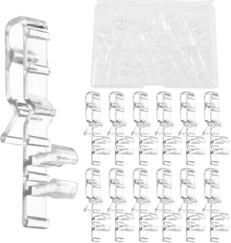 INJOYTEC 12pcs 2-1/8 Inch Hidden Channel Valance Clips Retainer Holder for Home Shop Office Window Wooden Blinds Vertical Valance Clear Plastic Blinds Clips Replacement Mini Brackets