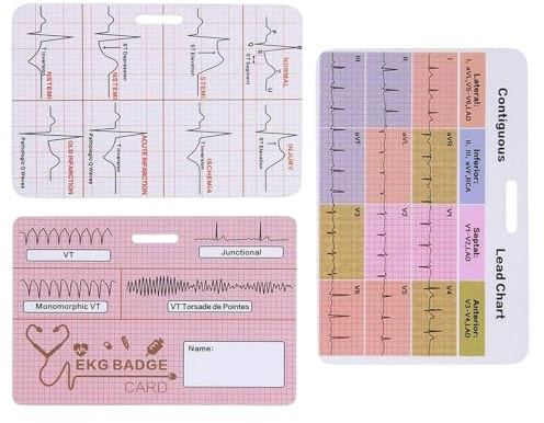Opdestn EKG-Karte | EKG Taschenkarte - 3-teiliges EKG Zubehör Set Für Klinik Notaufnahme Station Intensiv Überwachung Pflegekräfte Medizinisches Personal