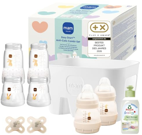 MAM Easy Start Anti-Colic-Set, 0+ Mon, Baby Geschenk, beige