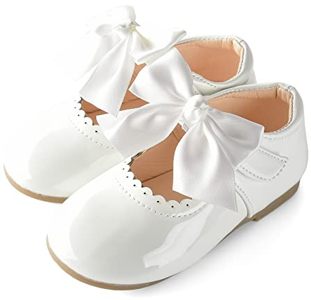 JerrisApparel Scarpe Bambina Vernice Fiocco Abito Mary Jane Ballerine