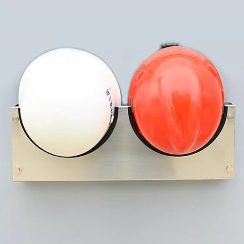 Hat Helmet Holder Stainless Steel Hard Hat Storage Holder, Safety Helmet Organizer Stand with Rubber Strips, Heavy Duty Placement Hanging Rack for Wall(2 Grids)
