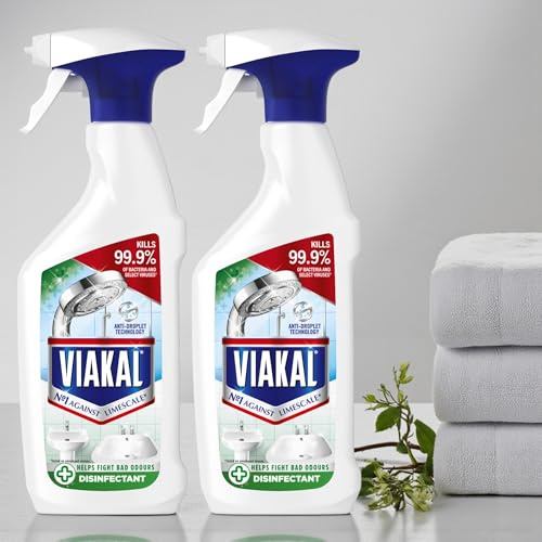 Viakal Antibacterial Limescale Remover Spray – 2 × 500 ml – Bathroom Cleaner for Limescale & Soap Scum