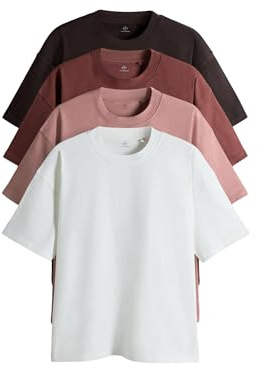 THE SET Herren Oversized Fit T-Shirts aus Baumwolle, 4er-Pack