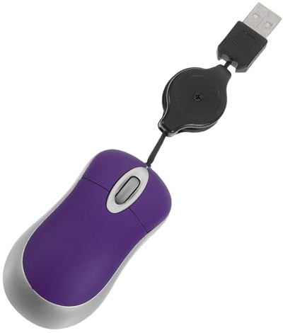 UKCOCO Souris d Ordinateur Télescopique Pourpc Portable en Plastique Pourpre Résolution Optique 1000dpi et 3 Boutons, pour Usage Bureau et Maison