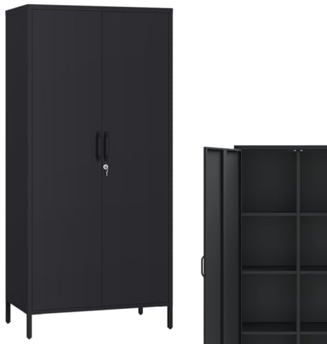 STEELSØN Menkent Outdoor Schrank, Schwarz, 8 verstellbare Fächer, Schloss