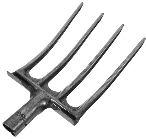 SHINEOFI Fourche de Jardin Argenté en Acier à 4 Dents pour Préparation du Sol et Récolte , Outil Stable et Résistant pour Travaux Agricoles et Aménagement Paysager