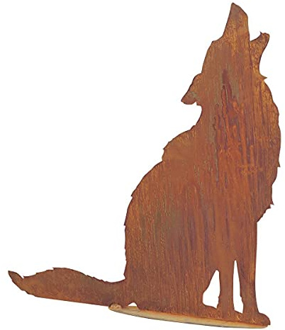 Saremo 440s Rost Heulender Wolf auf Platte, H ca. 73 cm | SA-WolfP | 4260353198410
