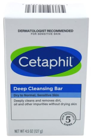 Cetaphil Deep Cleansing Face & Body Bar for All Skin Types, 6 Count