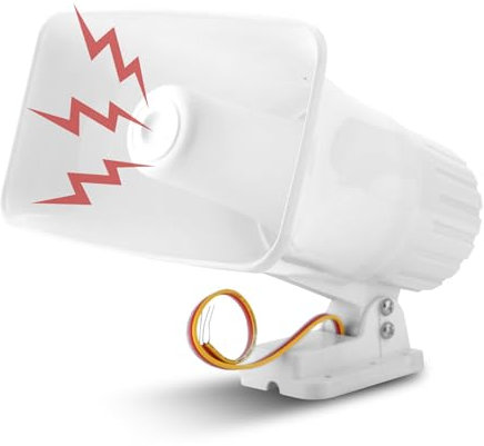Sonew 150dB Elektronische Alarmsirene Horn, Alarm Sirene Alarmanlage, Indoor / Outdoor Security Sirene DC 12V für Haussicherungssystem - Weiß