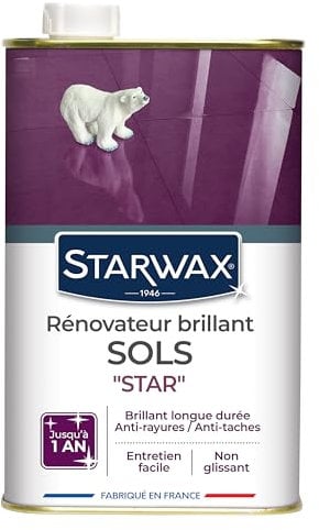 STARWAX - Rénovateur Brillant Sols Intérieurs - Nettoie Et Protège Des Rayures Et Des Taches - Longue durée - Non Glissant - Fabriqué En France - 1L - 30 m²