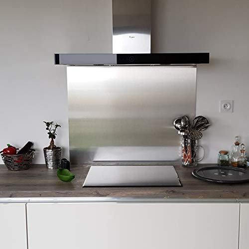 AluCouleur Crédence Composite Aspect INOX Brossé - 11 Tailles - Hauteur 30 cm x (Largeur 60 cm)