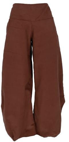 GURU SHOP Weite Boho Cord Pluderhose, Feincord Damenhose, lässig, braun, S