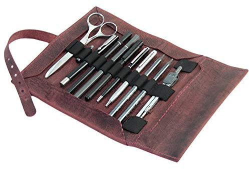 Jahn-Tasche – Stylische Stifterolle/Rollmäppchen Größe L aus Büffel-Leder, Rost-Rot, Modell 015