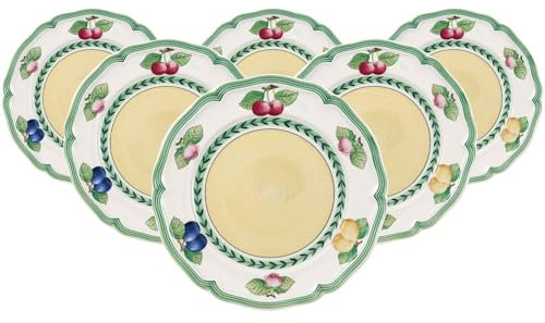Villeroy & Boch French Garden Fleurence Frühstücksteller 6er Set, 21 cm, Dessertteller mit Früchte-Dekor, Premium Porzellan