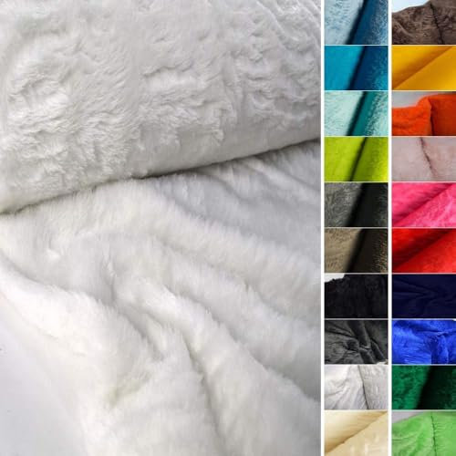 StoffBook BÄRCHENFELL TEDDYFELL FELL STOFF FELLIMITAT (Weiß, 100x155cm)