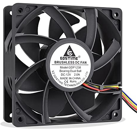 GDSTIME PC Fans 120mm Case Fan 4Pin 120 x 38mm PWM 12V Cooling Fan Dual Ball Bearing 5300 RPM High Speed 213 CFM Big Airflow For laptop Workstation PSU Server Inverter Chassis Cabinet