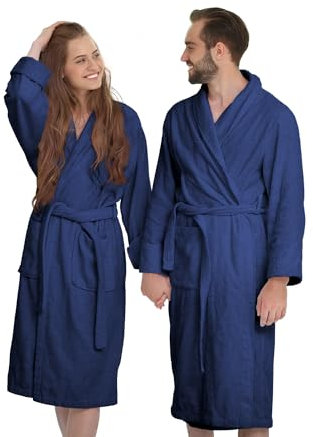 Banzaii Accappatoio Adulto in Spugna Super Assorbente, 100% Cotone di Alta Qualità Ultra Morbido, Accappatoio con Cappuccio Unisex Uomo e Donna | Taglia XXL Blu