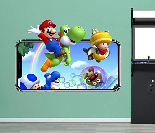 HUGF Wandtattoo Bros Yoshi Wandtattoo Videospiel 3D Aufkleber dekorative Wandbild Vinyl Kinder