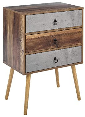 Kommode mit 3 Schubladen dunkler Holzfarbton/grau Betonoptik Rustikal Batley
